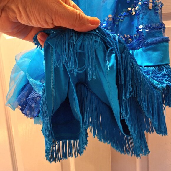 Weissman Blue Sequined Fringe Tap Jazz Dance Costume XLC - Picture 7 of 8